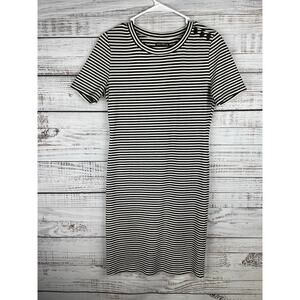 J.Crew Stripe short sleeve knit dress Black White Small Casual Minimal Coastal